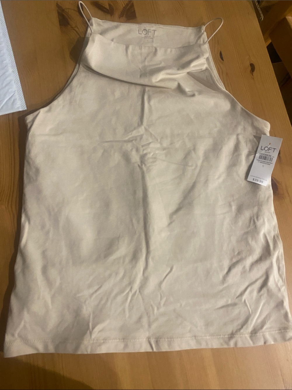LOFT Cream High-Neck Spaghetti Strap Tank